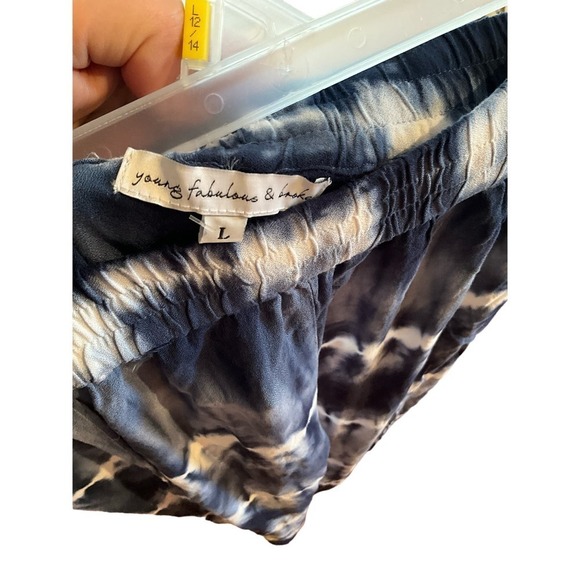 Young Faboulous & Broke Summer Pant Women's SZ L Multicolor Elastic Waist Split - Picture 3 of 6